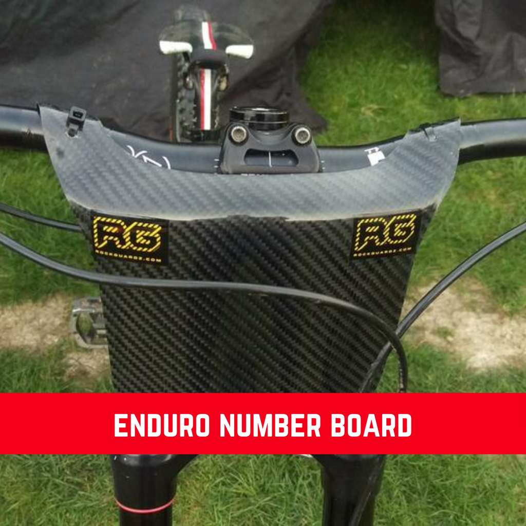 Enduro Bike Race Carbon Number Board - RockGuardz - TrailWhips